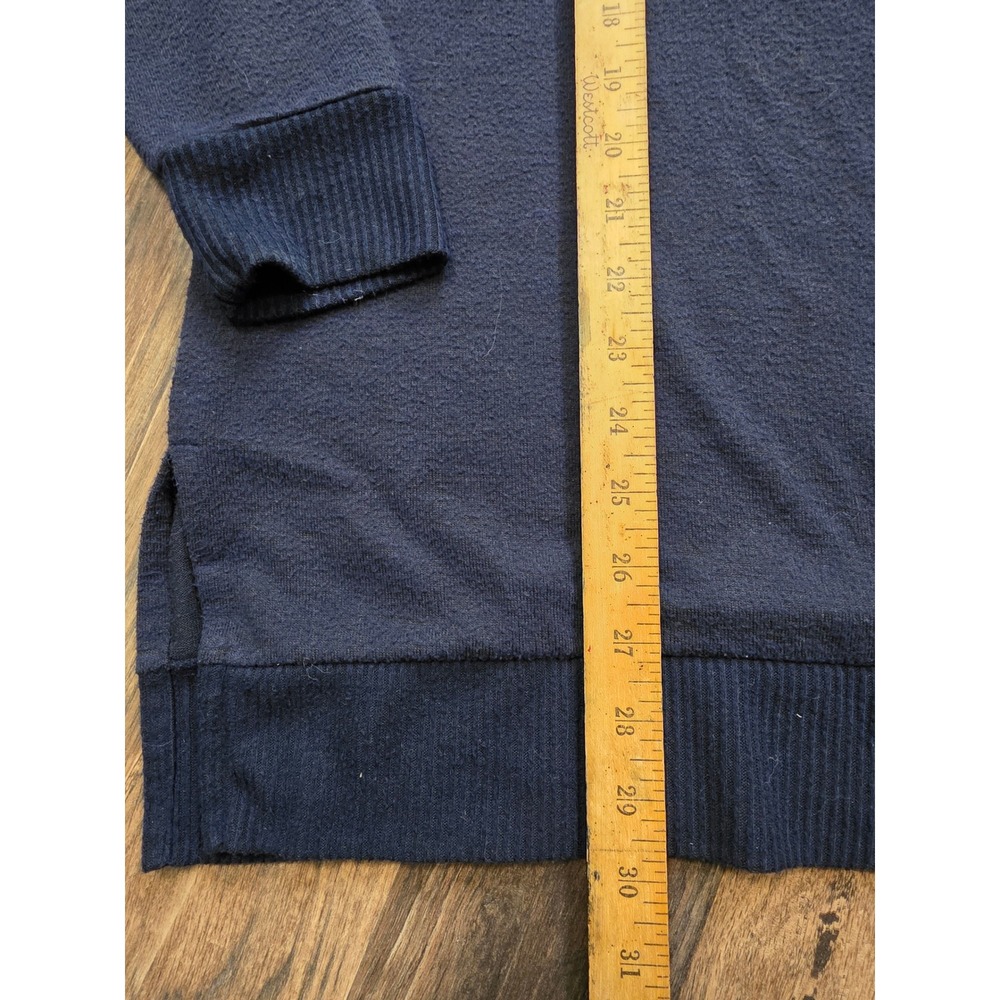 Lucky Brand Womens Navy Blue V-Neck Sweater Side Slit XL quiet luxury academia‎ - Picture 6 of 8